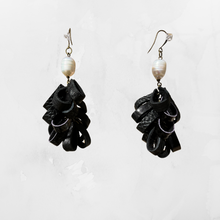 Load image into Gallery viewer, Leather &amp; Pearls Petal Earrings
