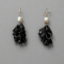 Load image into Gallery viewer, Leather &amp; Pearls Petal Earrings