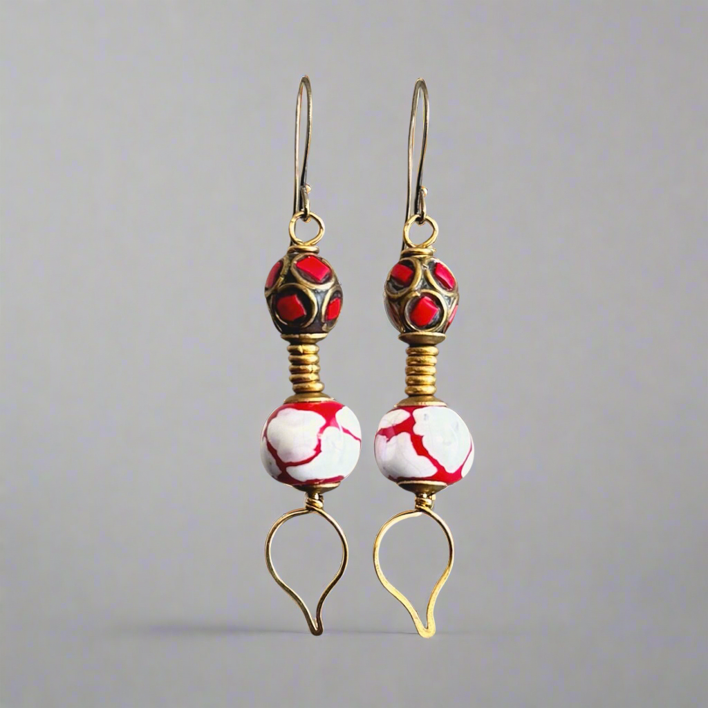 Aflame Kazuri Earrings