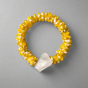 Limonada Rocks: Rough Cut Quartz and African Beaded Bracelet