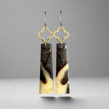 Load image into Gallery viewer, Brass + Stone Earrings: Septarian