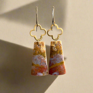 Brass + Stone Earrings: Ocean Jasper