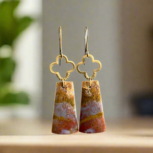 Brass + Stone Earrings: Ocean Jasper