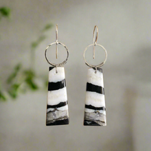 Load image into Gallery viewer, Brass + Stone Earrings:  Zebra Jasper