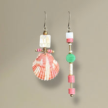 Load image into Gallery viewer, Pink Scallop Mismatched Earrings