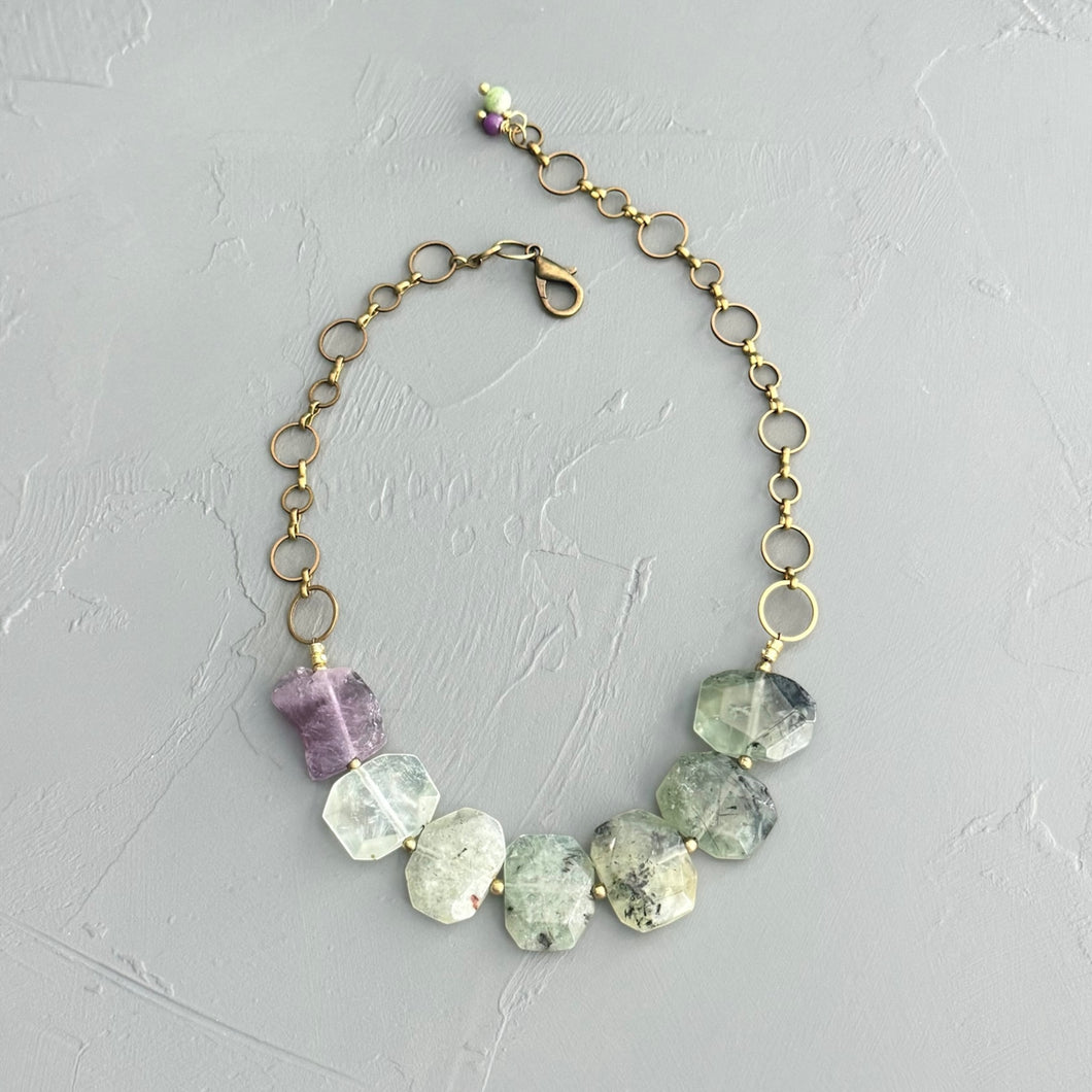 Prehnite and Amethyst Necklace