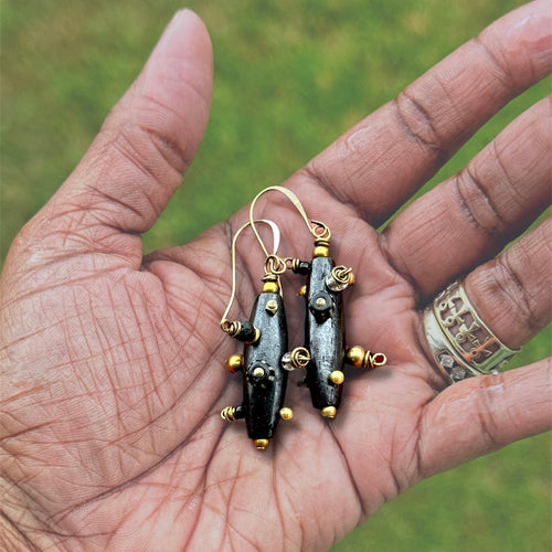 Black Bantu Knot Earrings (#7in7earrings)
