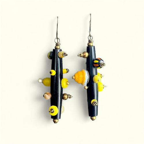 Bantu Knot Earrings (Canary)