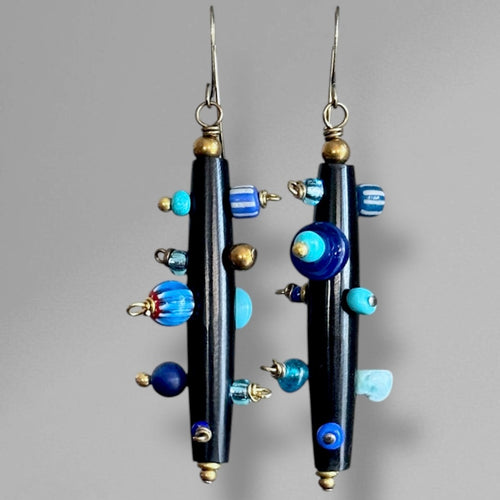 Bantu Knot Earrings (Blue)