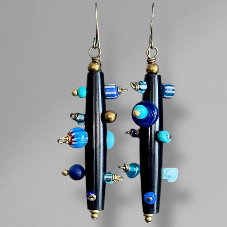 Bantu Knot Earrings (Blue)