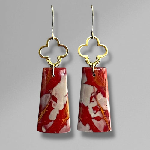 Brass + Stone Earrings: Noreena