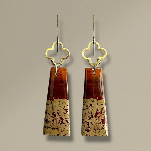 Brass + Stone Earrings: Cherry Creek Jasper