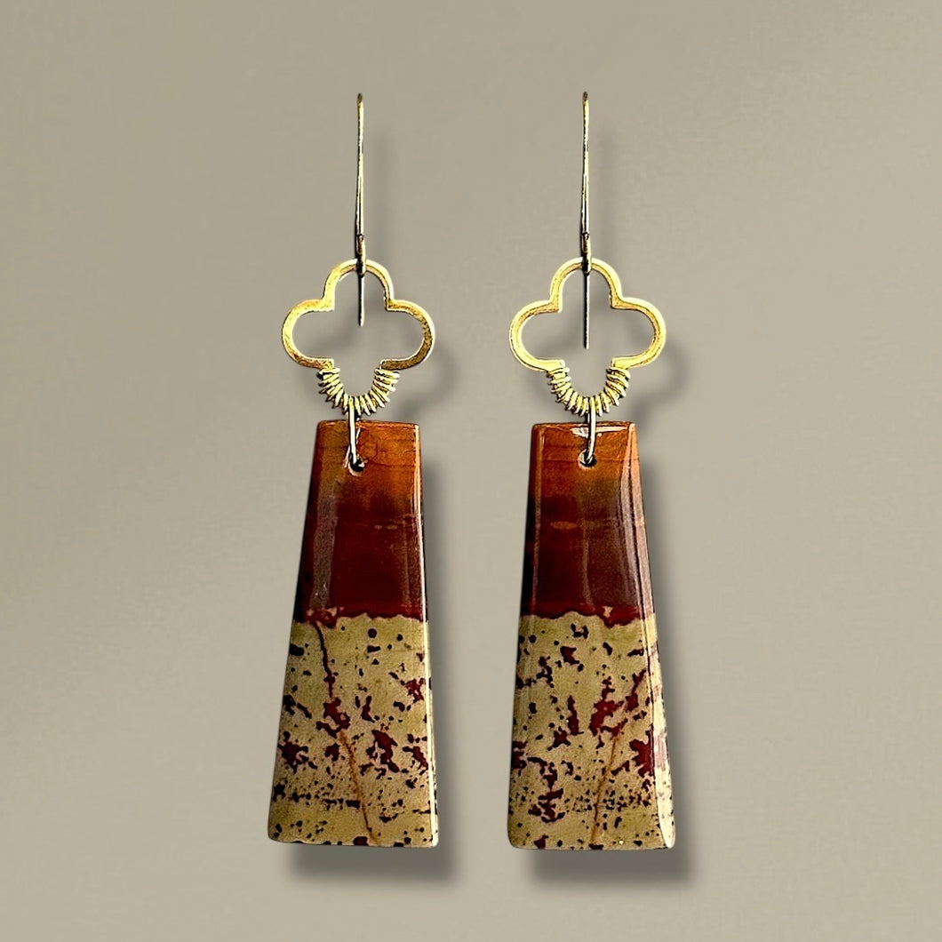 Brass + Stone Earrings: Cherry Creek Jasper