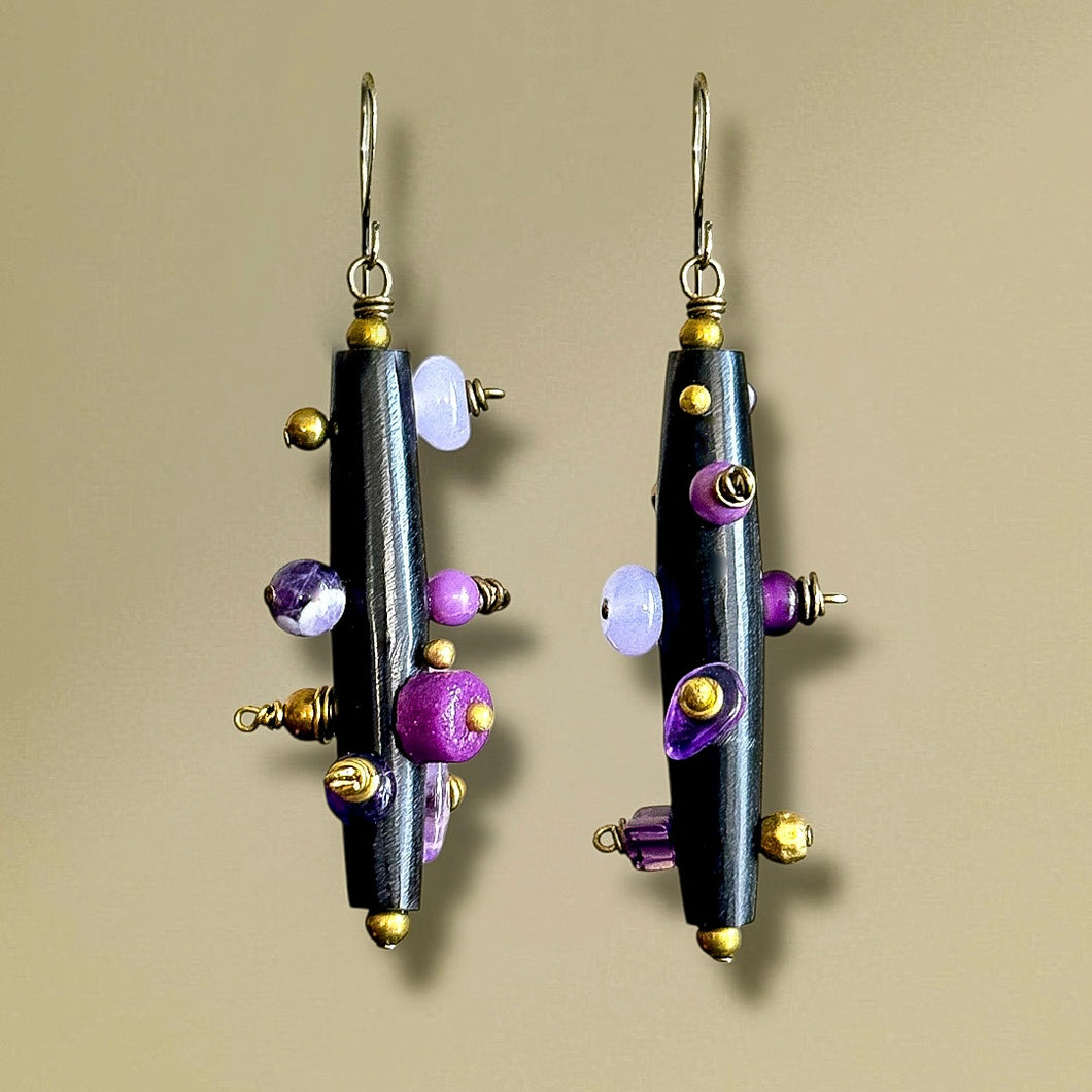 Bantu Knot Earrings (Purple)