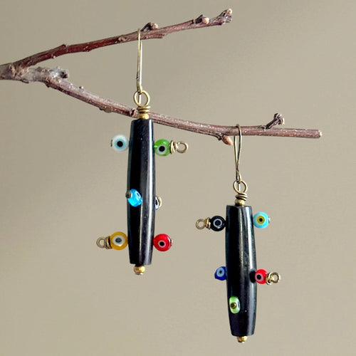 Bantu Knot Earrings (Evil Eye/ Medium)