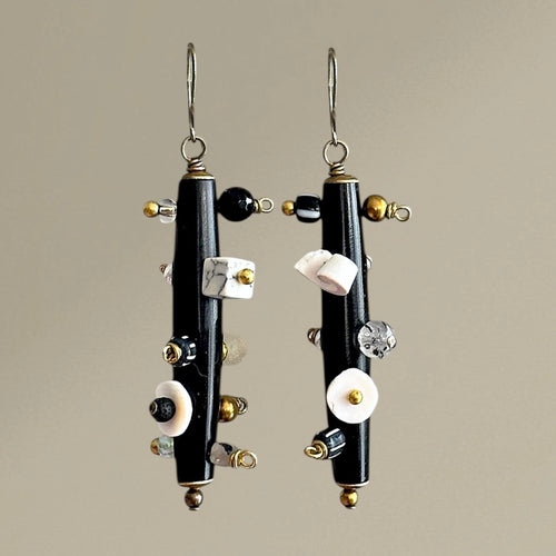 Bantu Knot Earrings (Black & White)