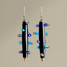 Load image into Gallery viewer, Bantu Knot Earrings (Blue Evil Eye/ Large)