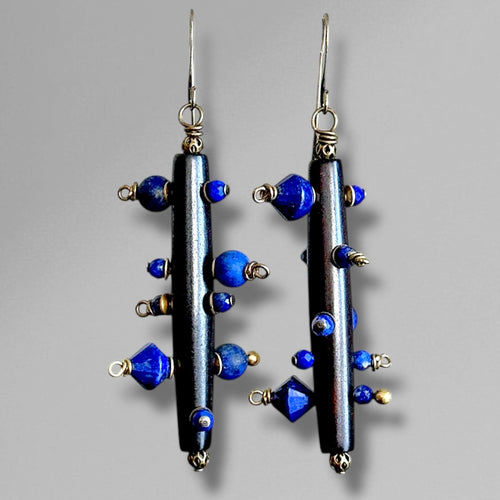 Gemstone Bantu Knot Earrings: Lapis
