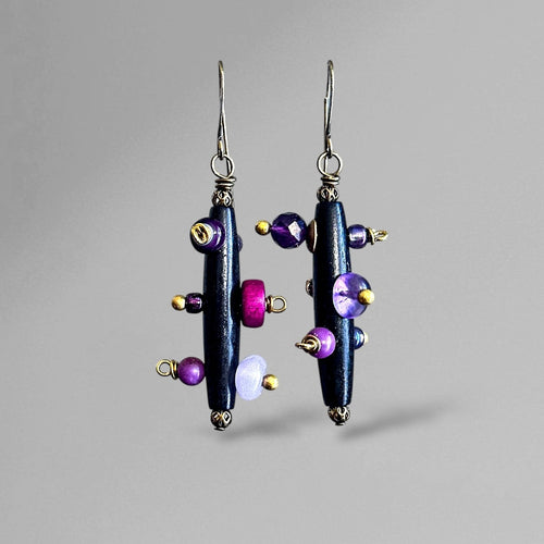 Bantu Knot Earrings (Grape)
