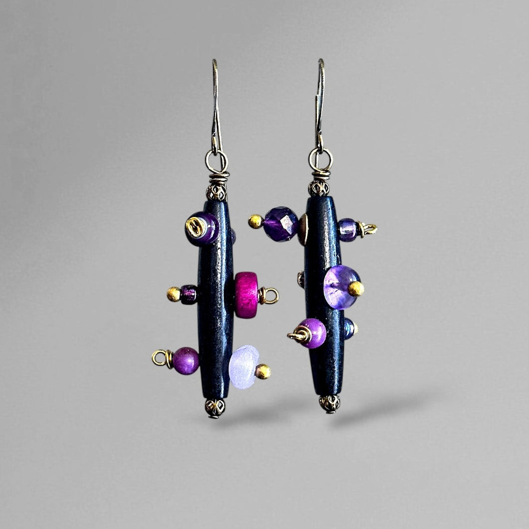 Bantu Knot Earrings (Grape)