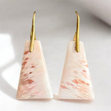 Load image into Gallery viewer, Brass + Stone Earrings: Scolecite Pyramid Earrings