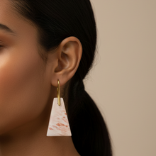 Load image into Gallery viewer, Brass + Stone Earrings: Scolecite Pyramid Earrings