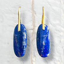 Load image into Gallery viewer, Brass + Stone Earrings: Lapis