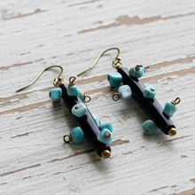 Load image into Gallery viewer, Gemstone Bantu Knot Earrings: Larimar