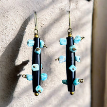 Load image into Gallery viewer, Gemstone Bantu Knot Earrings: Larimar