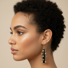 Load image into Gallery viewer, Gemstone Bantu Knot Earrings: Dalmatian Jasper