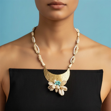 Load image into Gallery viewer, The Storyteller | Cowrie Shell and Turquoise Statement Necklace