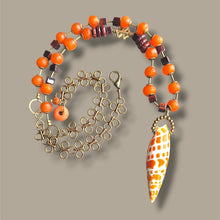 Load image into Gallery viewer, Sun-Washed Shore | Mitra Mitra Shell Necklace with Recycled Glass and Tiger's Eye