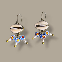 Load image into Gallery viewer, Sea Bloom | Millefiori Cowrie Earrings