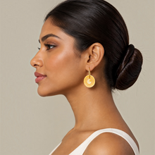 Load image into Gallery viewer, Brass + Stone Earrings: Camel Agate Slices