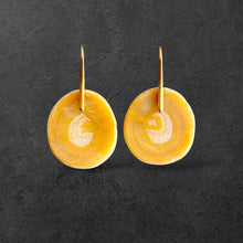 Load image into Gallery viewer, Brass + Stone Earrings: Camel Agate Slices