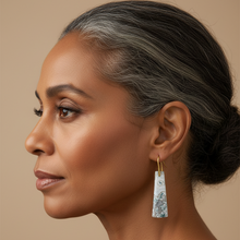Load image into Gallery viewer, Brass + Stone Earrings: Orbicular Agate