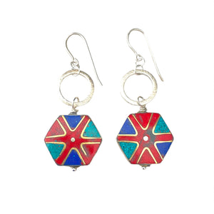 Inlaid Hex Dangle Earrings