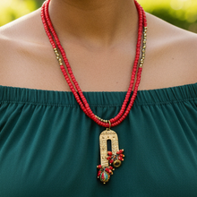 Load image into Gallery viewer, Kujichagulia Mud &amp; Mettle Red Double Strand Necklace