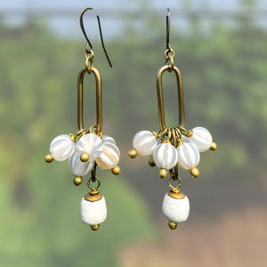 White Harlequin Crane Earrings