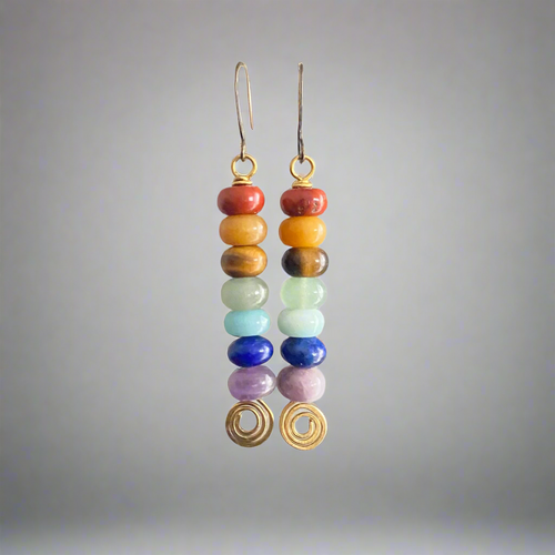 Spiral Chakra Gemstone Earrings