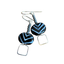 Load image into Gallery viewer, Petite Black Angles Kazuri Earrings