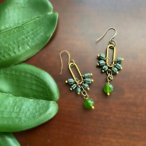 Malachite Crane Earrings