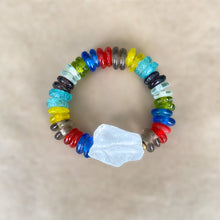 Load image into Gallery viewer, (Translucent) Rocks: Rough Cut Quartz and African Beaded Bracelet