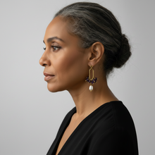 Load image into Gallery viewer, Pearl and Amethyst Crane Earrings