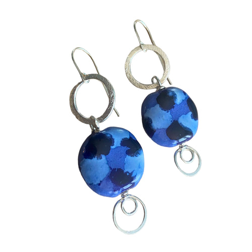 Blue Painter's Tape Kazuri Earrings
