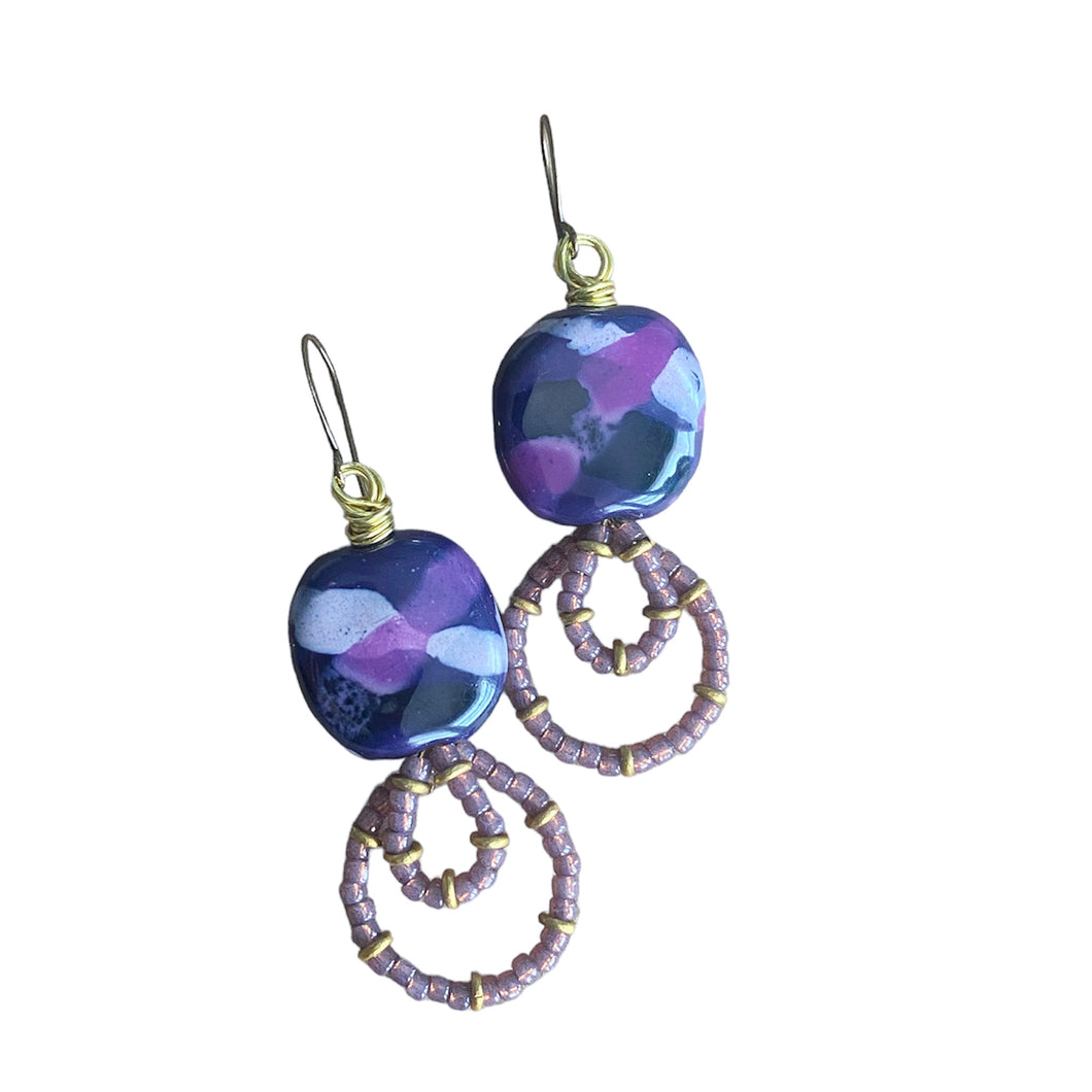Endless Purple Kazuri Earrings