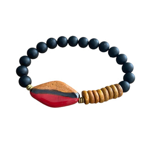 Abstract Desert Kazuri Beaded Bracelet
