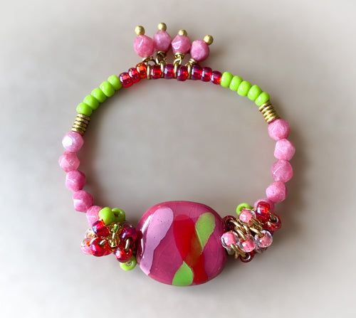 Kazuri Rhodochrosite OOAK Abundance Bracelet