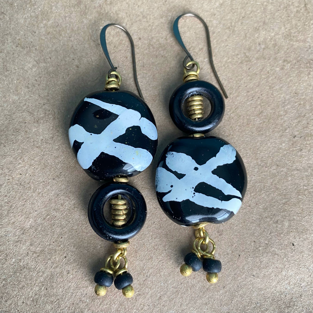 Swirl Kazuri Dangle Earrings