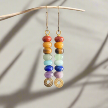 Load image into Gallery viewer, Spiral Chakra Gemstone Earrings